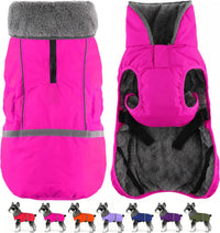 Dogcheer waterproof dog winter jacket with fur collar and leash opening