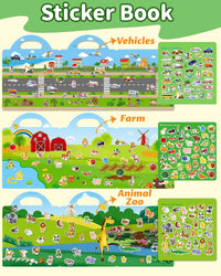 Walenced Reusable Sticker Book, Stickers for Kids - Vehicle+Animal+Farm - image 2