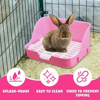 15 Pcs Rabbit Starter Kit Small Rabbit Litter Box Animal Grooming Kit Bunny Toys Bowl Blankets with Cleaning Set for Guinea Pig Accessories(Pink)