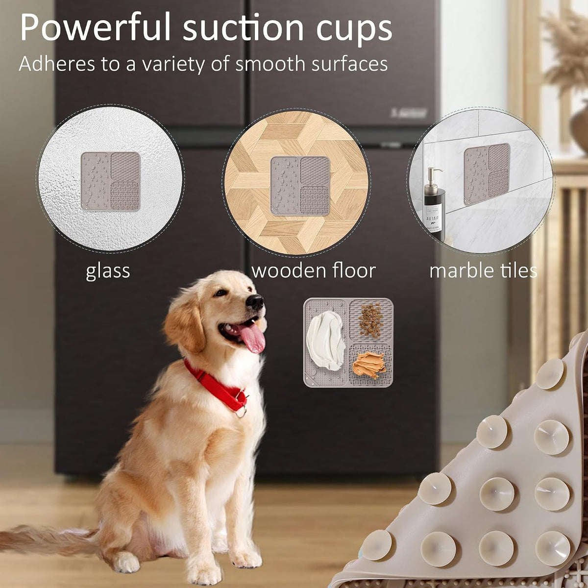 Lick Mat for Dogs Cats 2pcs 5.9" Silicone Slow Feeder – Essentials for Dogs - Beige&Grey / Large-7.9inch - image 4