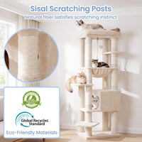 Heybly Cat Tree, 76-Inch Tall Heavy Duty Cat Tower for Big Cats HCT039G – Essentials for Cats - Beige / 60 inch - image 4