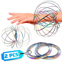 2 Pcs Kinetic Flow Ring Spinner, 5.1", Stainless Steel – Fun for Kids & Family