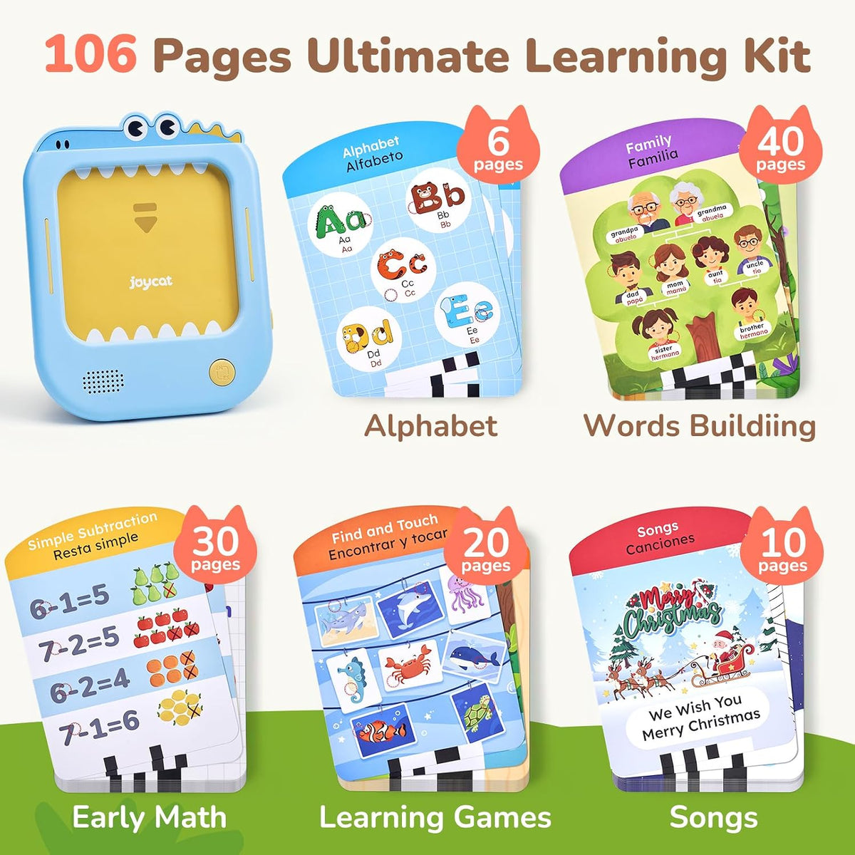 JoyCat Kids Learning Tablet - Blue:English&Spanish-Early Learning - image 3