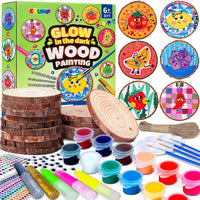 EPUMP Glow in the Dark Wooden Painting Kit for Kids - Wooden Painting Kit - Fruit