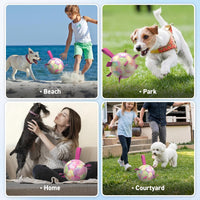 QDAN Dog Soccer Ball Toy with Strap - A-Colorful Pink / Medium Size 2 - image 2