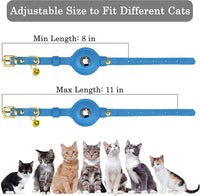 OOPSDOGGY Leather AirTag Cat Collar with Bell - Blue - image 4