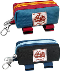 Dog Poop Bag Holder for Leash, Large-Capacity Canvas Pouch - 2 Pack-Blue & Black