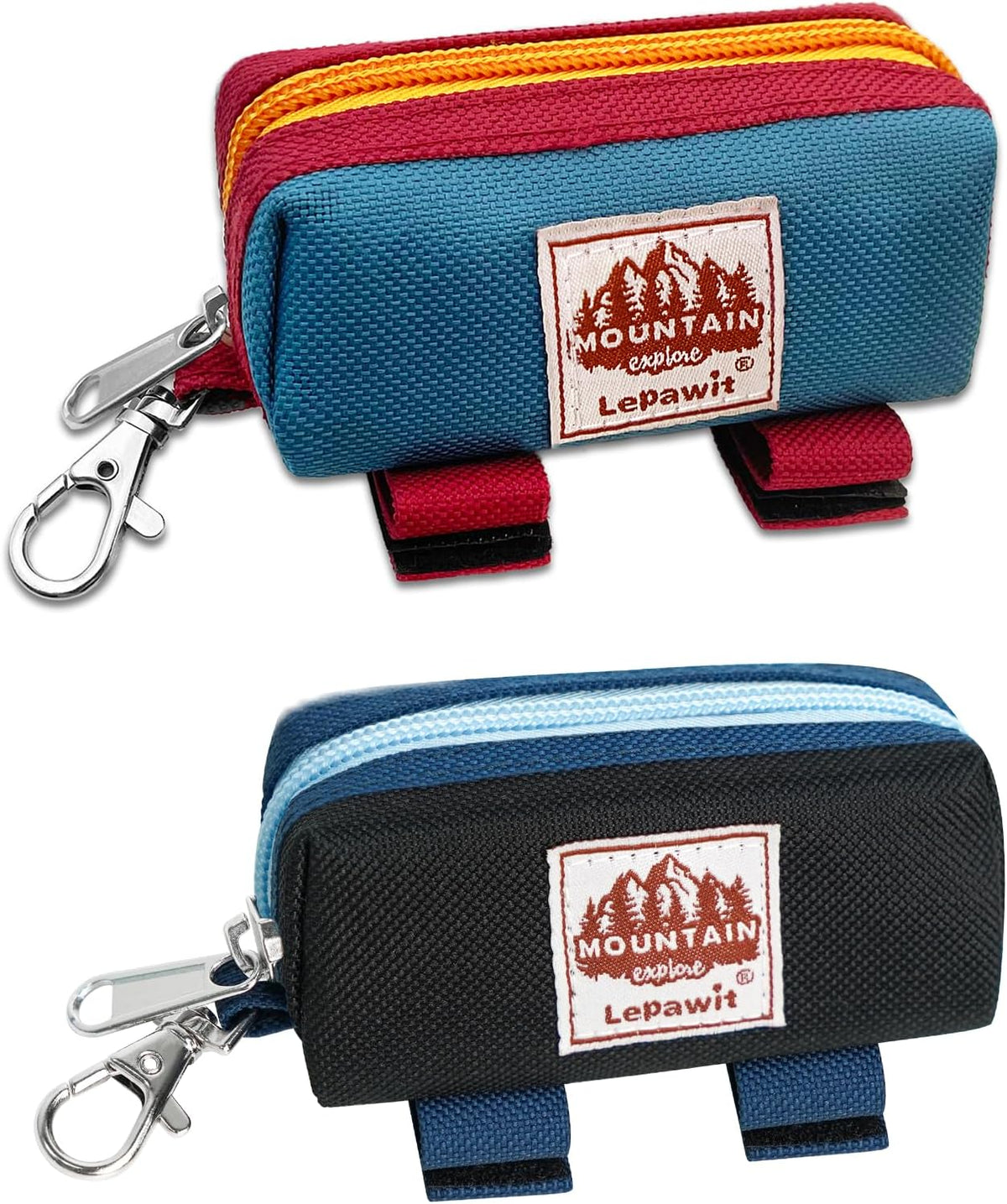 Dog Poop Bag Holder for Leash, Large-Capacity Canvas Pouch - 2 Pack-Blue & Black