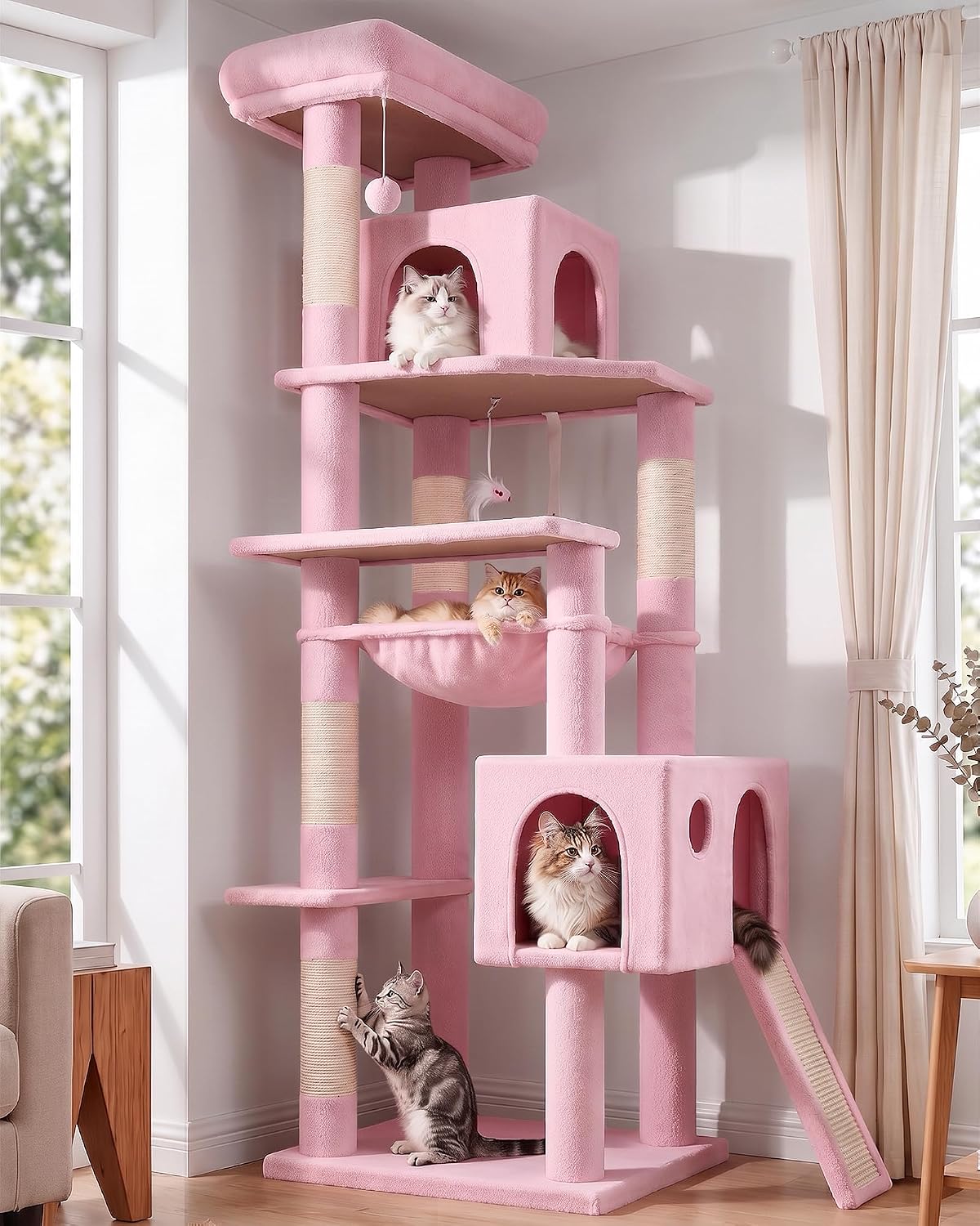 Globlazer F70 Pro Heavy Duty Cat Tree Tower for Indoor Cats Large - Pink / XL