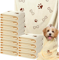 Irenare 12 Pack Dog Bath Towel Set 20'' x 39'' Microfiber - Beige