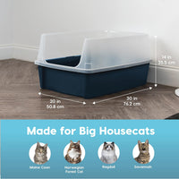 IRIS USA XX-Large High Sided Cat Litter Box, Scatter Shield - XXL / Navy - image 2