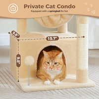 PEQULTI Small Cat Tree Tower for Indoor Cats - Beige / L(15.8"L x 15.8"W x 33"H) - image 4