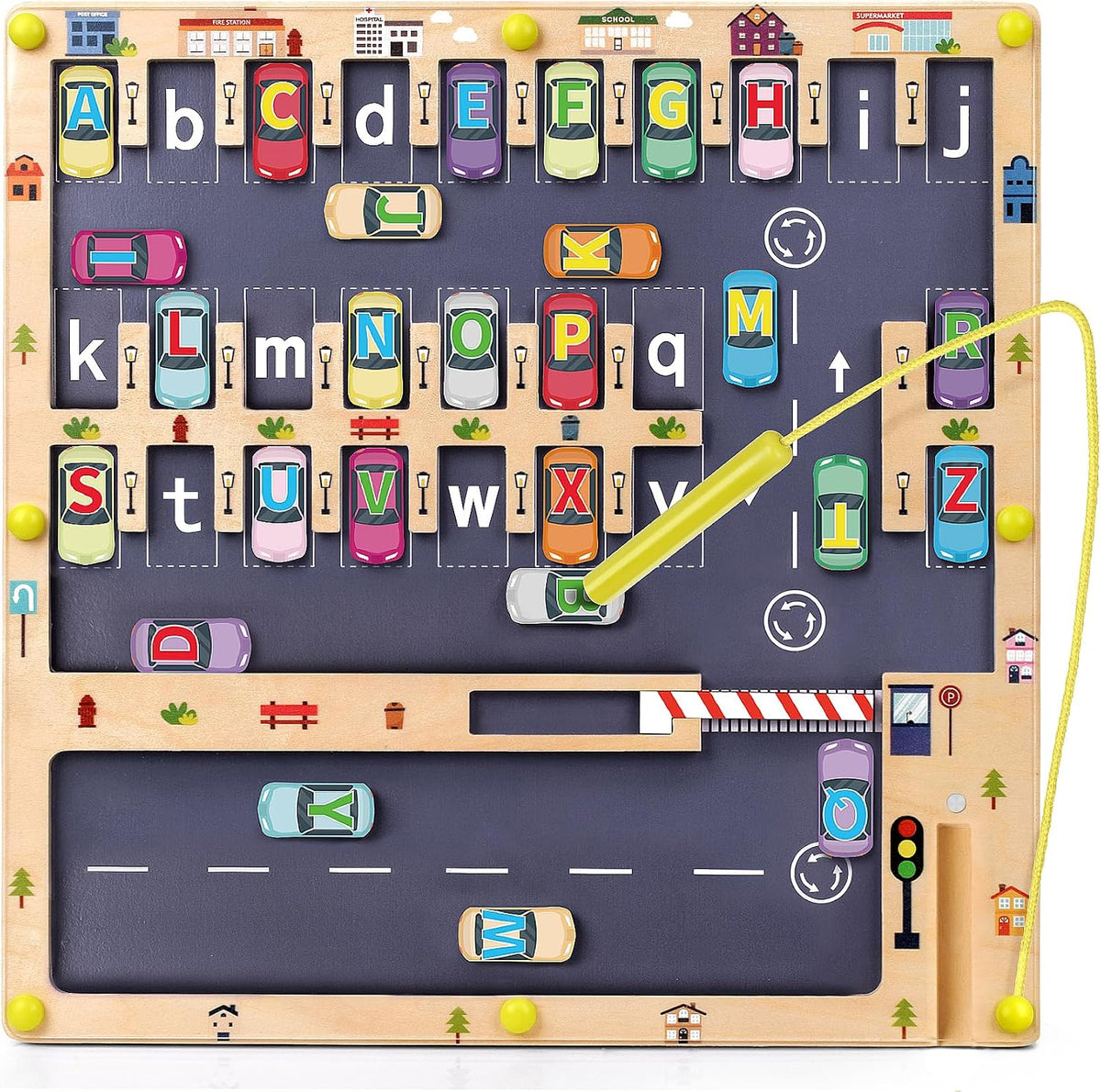 Wooden Magnetic Alphabet Maze Letter Puzzle Montessori Toys for Boys