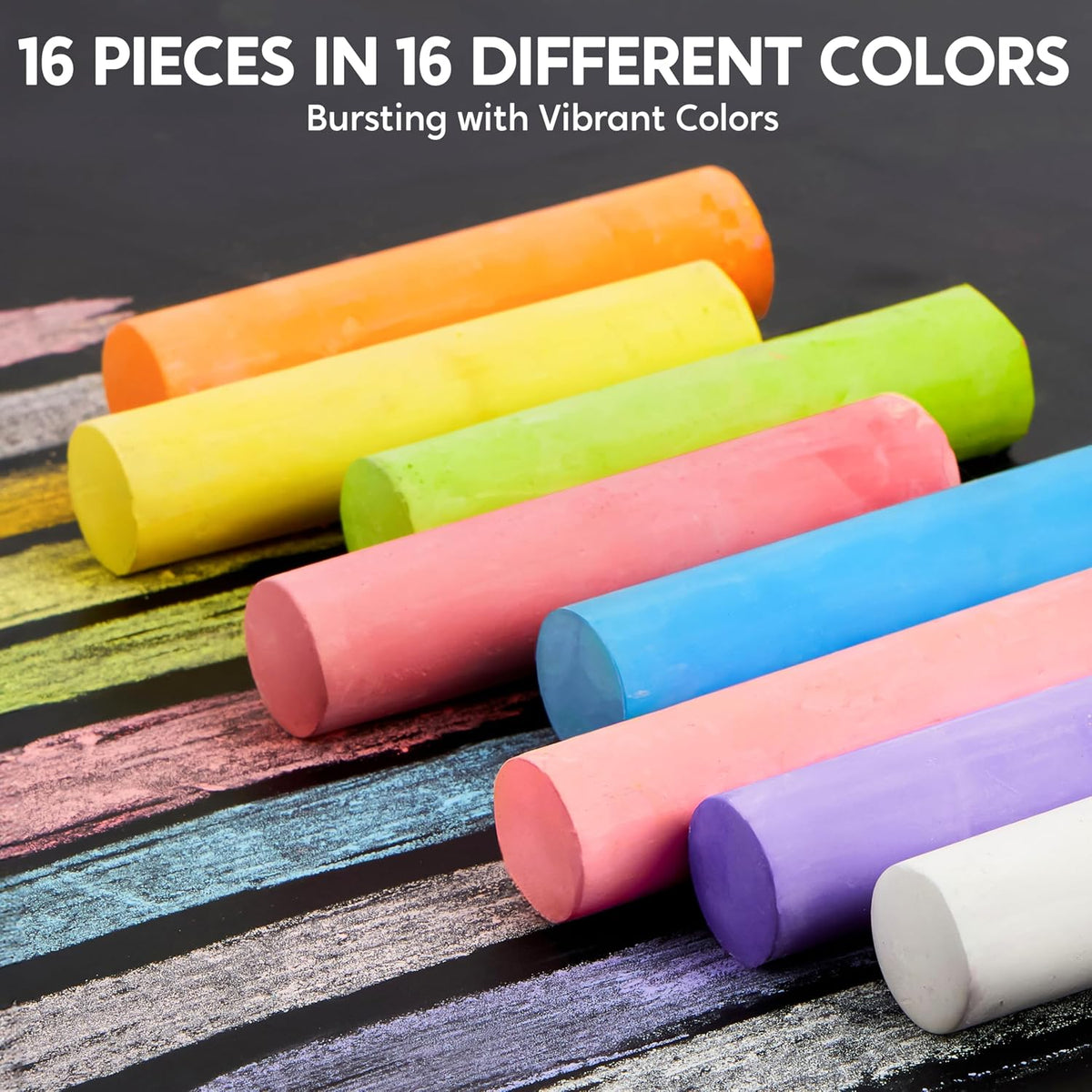 JOYIN 160 PCS Sidewalk Chalks Set-16 Colors Non-Toxic Washable Jumbo - 16 - image 2