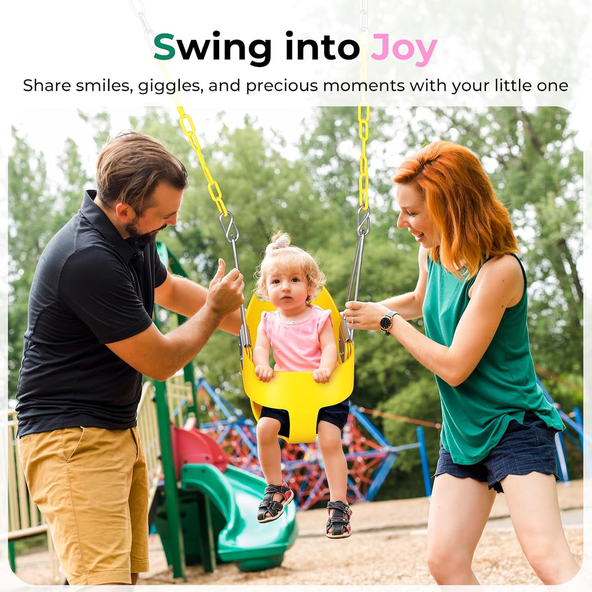 DECORLIFE Toddler Swing, Baby Swing Outdoor - Yellow - 1 Pack - image 4