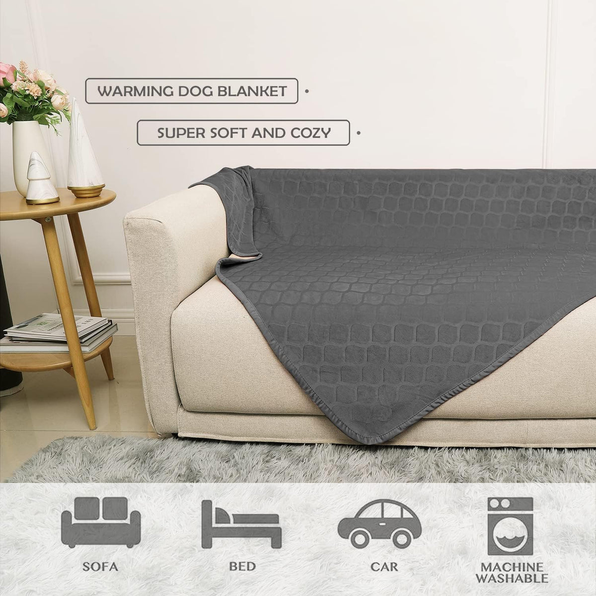 Waterproof Dog Blanket, Soft Reversible Throw for Couch & Bed Protection – Essentials for Dogs - Darkgrey+grey / 40x60 Inch (Pack of 1) - image 3