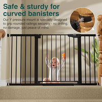 Cumbor 2 Pack 29.7-54.2" Baby Gate for Stairs, Mom's Choice Awards Winner-Auto Close Dog Gate for doorways, Easy Install Pressure Mounted Pet Gate Indoor, Walk Thru Wide Safety Gate for Dog, Black