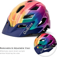 OnBros Kids Bike Helmet Boys Girls Youth Visor Adjustable 50-57CM – Fun for Kids & Family - A-Rainbow1[HOT] - image 4