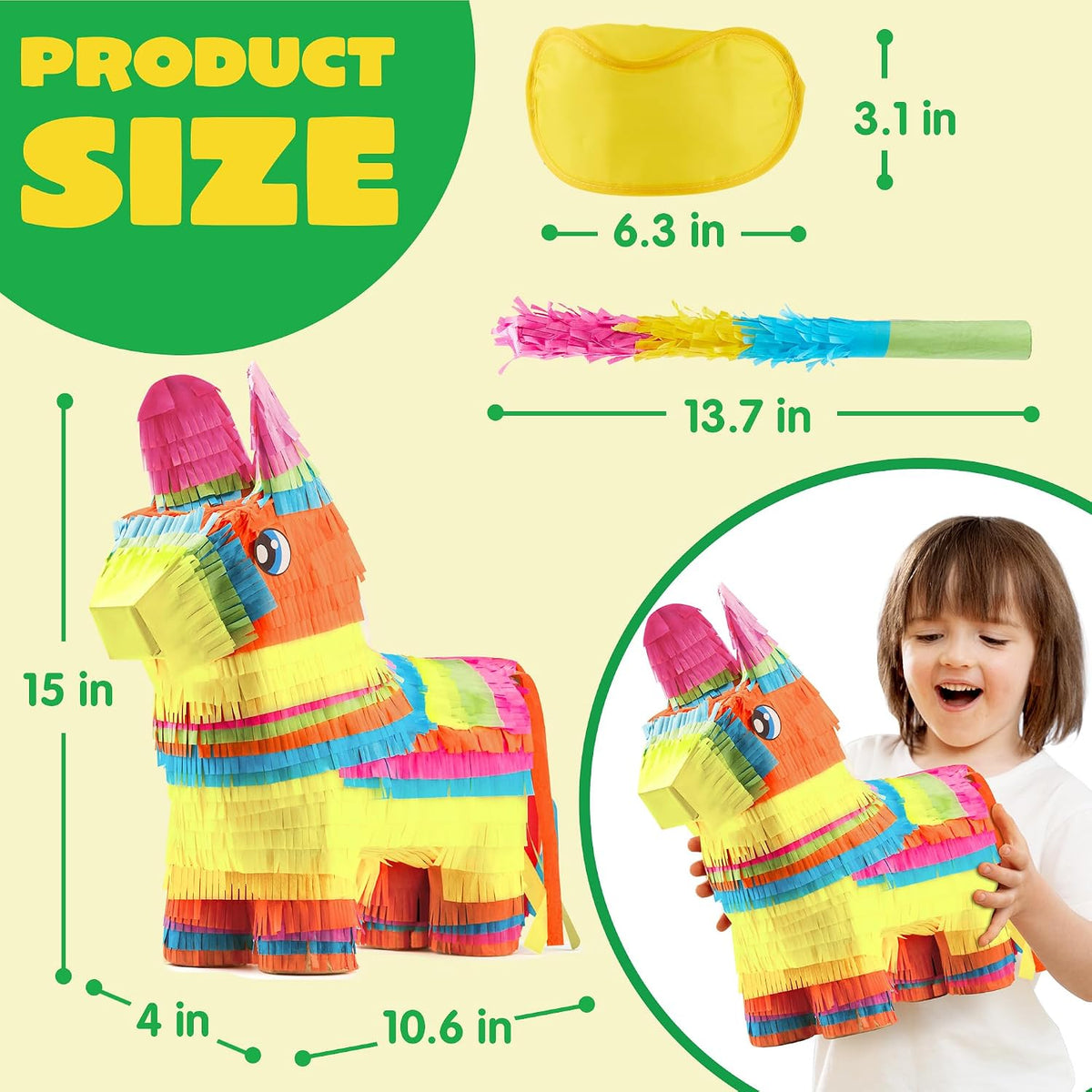 JOYIN Pumpkin Piñata Set, Foldable 10.5 x 16 Inch Jack-O’-Lantern Piñata with Stick and Blindfold - Big Donkey Pinata Set-3pcs - image 2