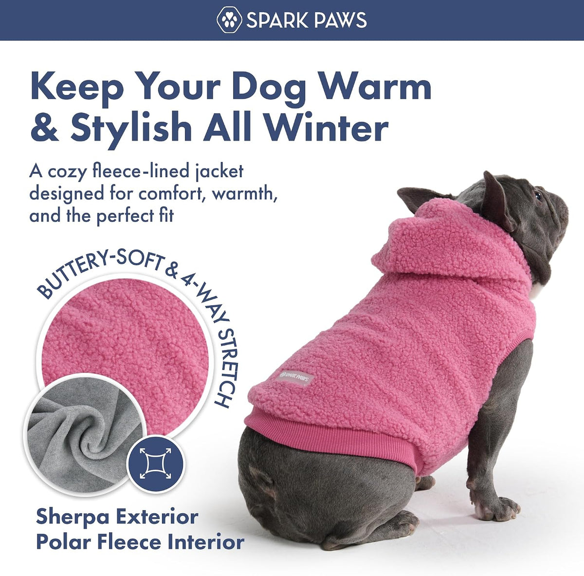 Spark Paws Fleece Dog Hoodie - Dark Pink / 3XL - image 2