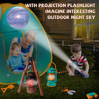 Qtioucp Kids Camping Set 50pcs with Tent & Space Projector Flashlight - Kids camping set with table - image 2