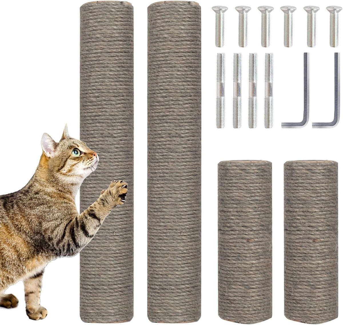 PowerKing Natural Sisal Replacement Scratching Post - 15.7''+15.7''+7.87''+7.87'' (2.67''Thick) / Grey