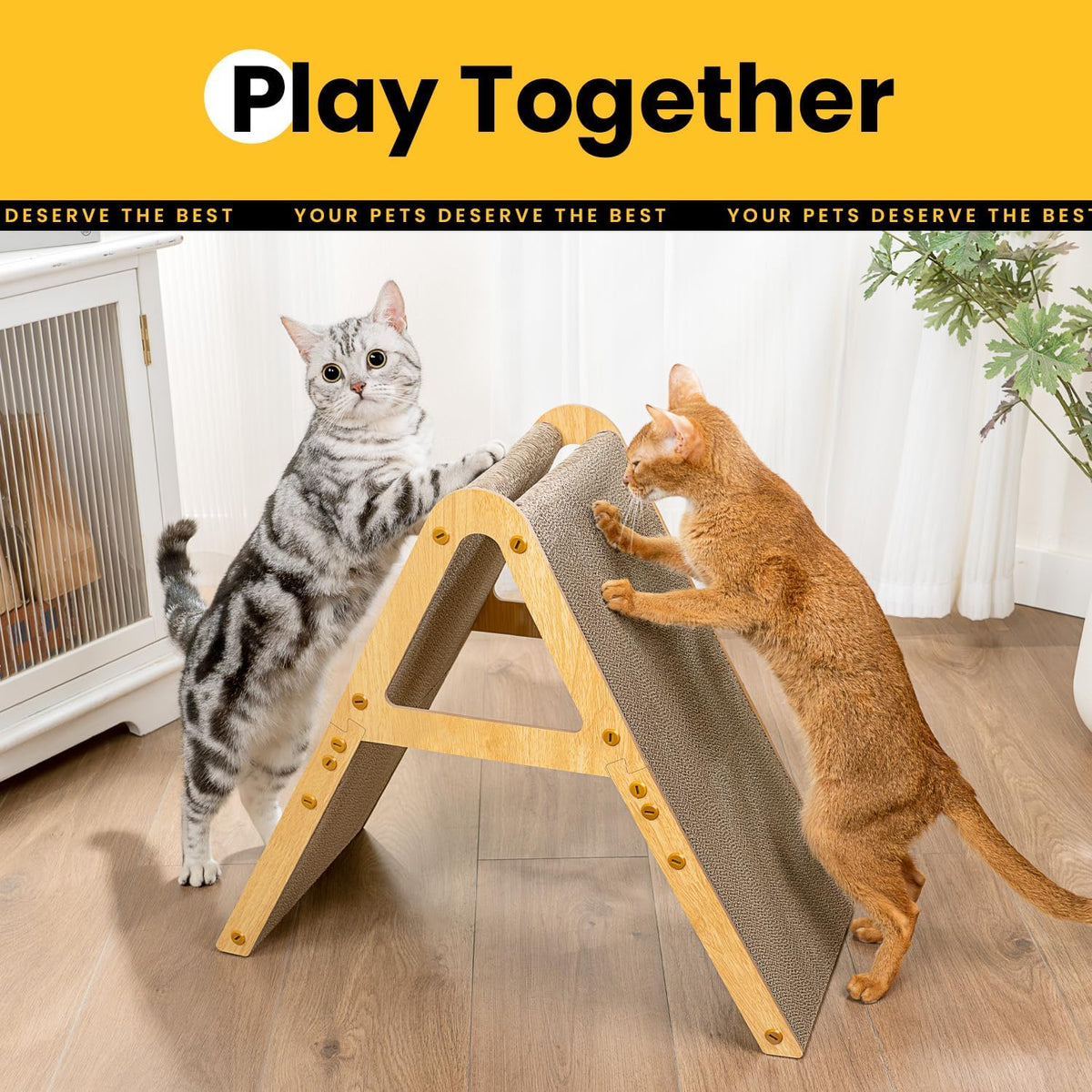 Conlun Vertical Cat Scratcher - Medium for Cat under 16LBS / Light Wood - image 3