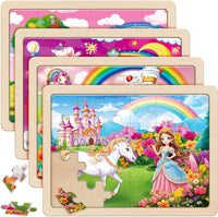 SYNARRY Large Unicorn Princess Fairy Wooden Puzzles for Kids Ages 4-6 – Fun for Kids & Family - Unicorn