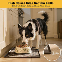Pieviev Silicone Dog Cat Food Bowl Mat, Waterproof Raised Edge - M-24''X16'' / Black - image 2
