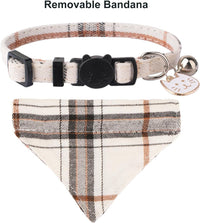 Fall Cat Collar with Bowtie - 7.5"- 10.5" / Beige - image 4
