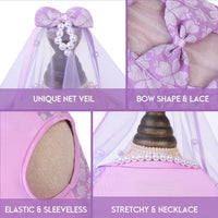 ASENKU Dog Dress, Dog Wedding Dress with Bows, Veil Attachment - Purple / XX-Large - image 3