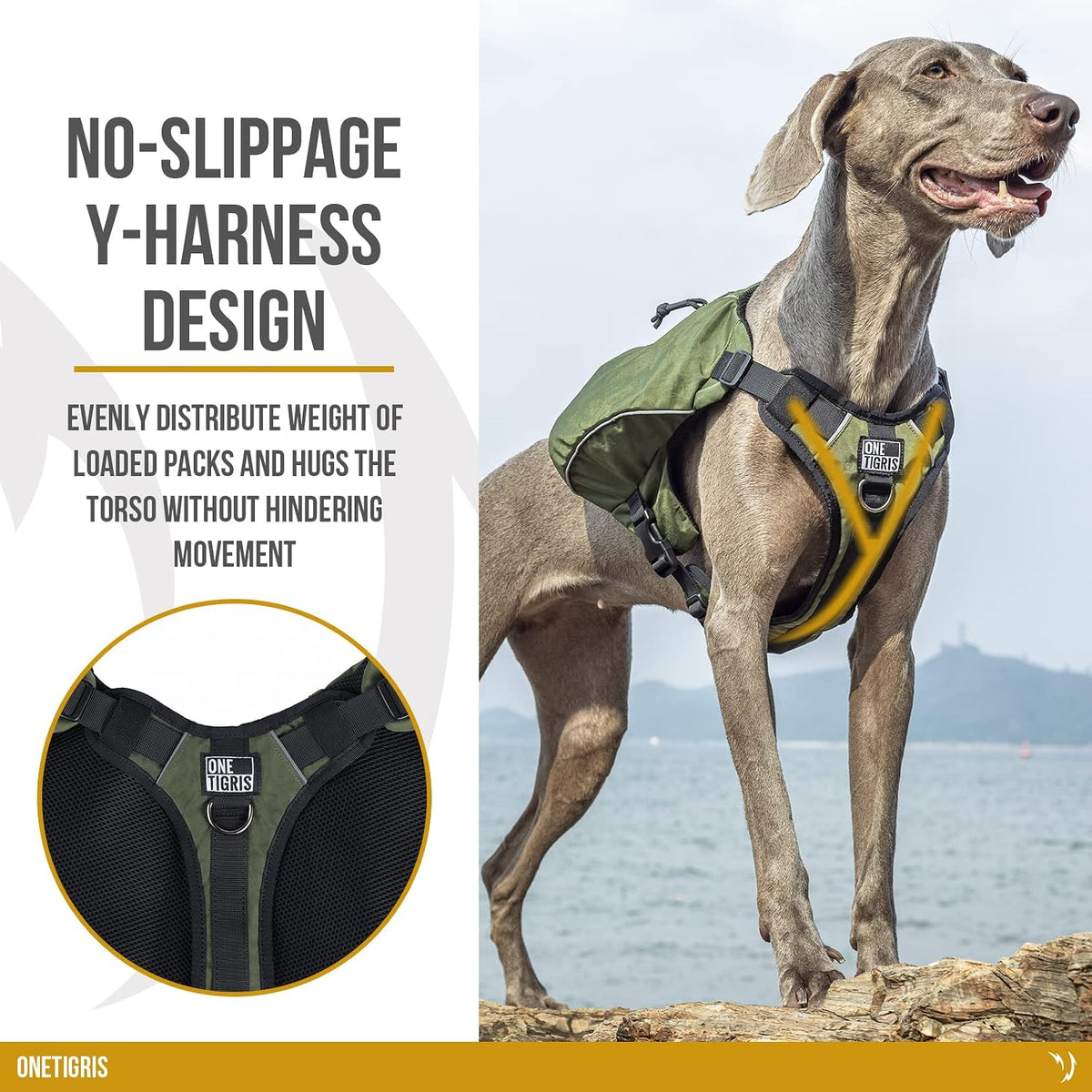 ONETIGRIS Y-Shaped Dog Backpack with Handle - Large / Green - image 2