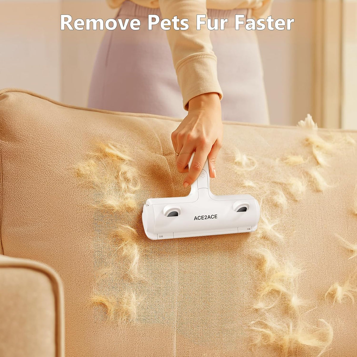 ACE2ACE Pet Hair Remover, Reusable Lint Roller for Cat and Dog Hair, White – Essentials for Cats - White - image 2