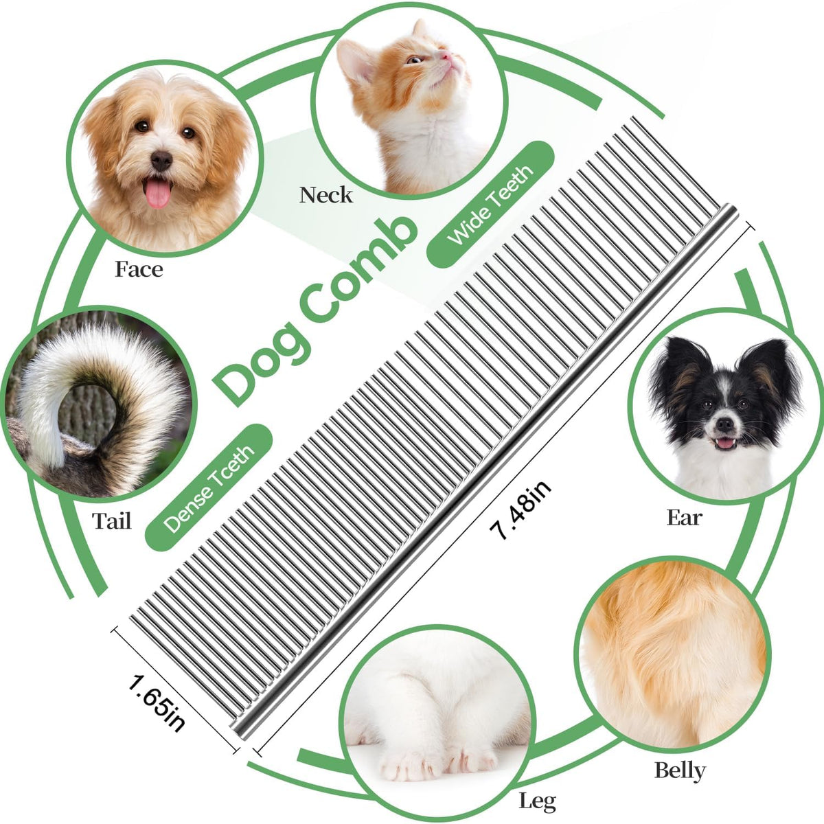 Dog & Cat Brush, Pet Grooming Kit 4PCS, Dog Brush for Shedding - 4PCS-Blue - image 4