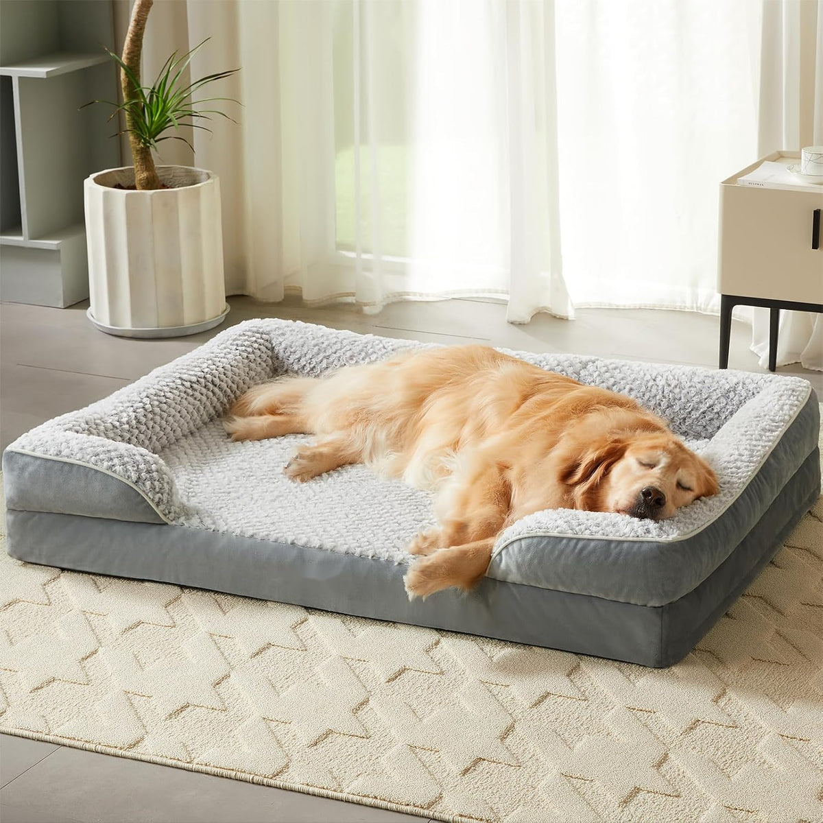 Washable Orthopedic Dog Bed - Grey / 45"L x 36"W x 7"TH