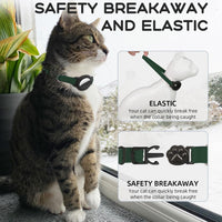 AirTag Cat Collars, Stretchy Collar with Air Tag Holder and Bell – Essentials for Cats - Forest Green - image 4