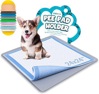 TidyFriend Dog Pee Pad Holder Tray Fits for 24” x 24” Wee Wee Pee Pads - Stable Grip, Raised Edges, Quick-Wipe Silicone Surface Dog Potty Tray Holder for Indoor Flooring Protection (Dark Grey)
