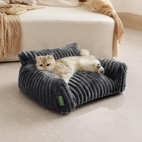 Cute Couch Bed for Pets, Supportive Cat Sofa for Indoor Cats - 24.0"L x 18.0"W x 10.0"Th / Grey - image 2