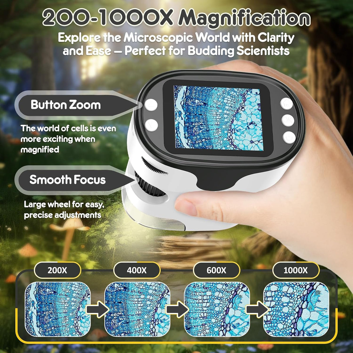 Kids Digital Microscope Science Gift: Complete STEM Toy Kit for Ages - White - image 2