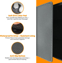 Cat Litter Mat 24"x16", Double Layer EVA litterbox Mat Beige - Dark Grey / Honeycomb-24 x 16 Inches - image 3