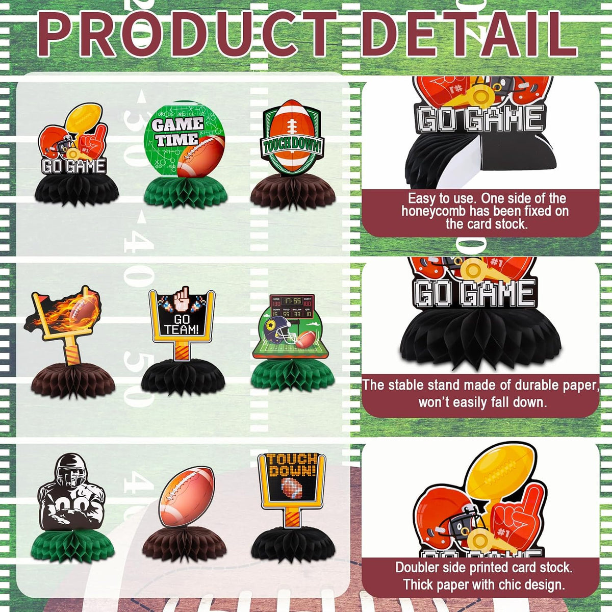 TONIFUL 1st Birthday Black Red Yellow Mouse Themed Table Centerpieces – Fun for Kids & Family - Football - image 3