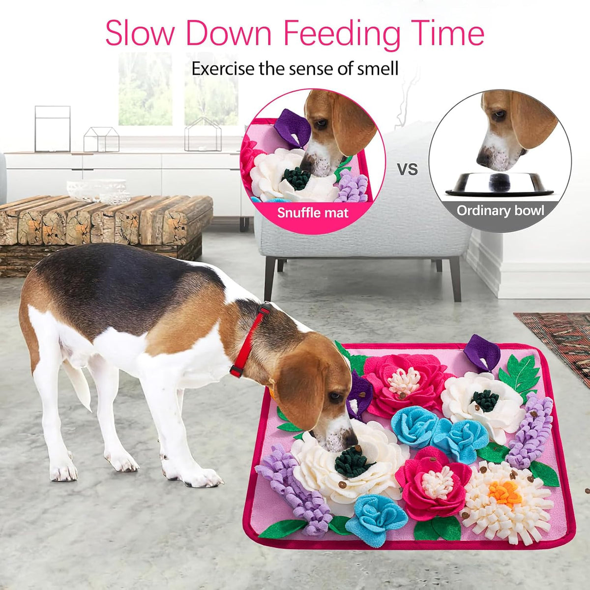 Snuffle Mat for Dogs Pet Treats Feeding Mat for Small/Medium Breed - Rose pink - image 3
