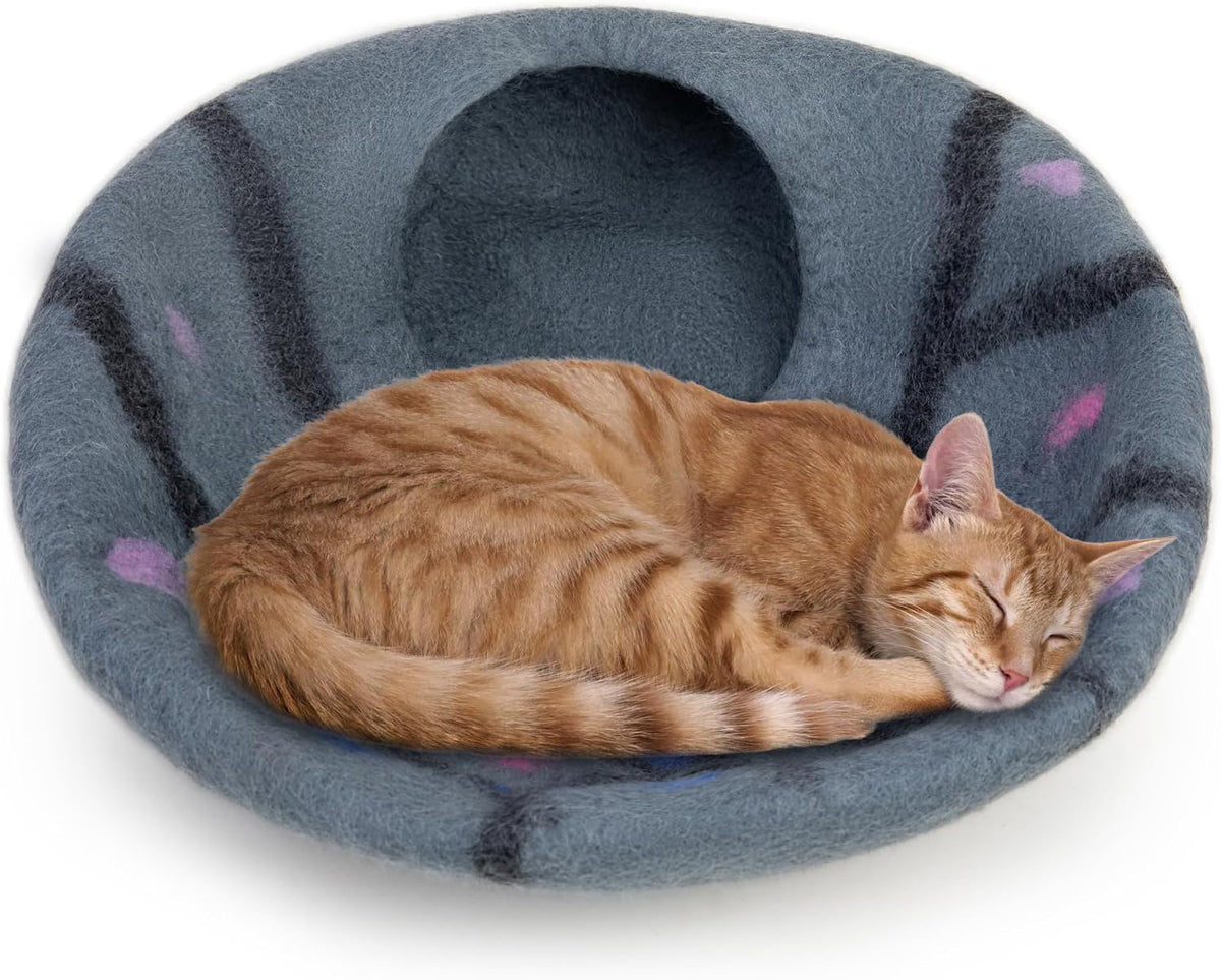 Woolygon Felt Cat Cave Bed, Merino Wool, Handcrafted – Essentials for Cats - Enchanted - image 4