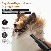 2400w 75m/s Dog Dryer for Pet Grooming, High Velocity Pet Hair Dryer with Heater, Adjustable Speed, 4 Nozzles and a Comb, Purple