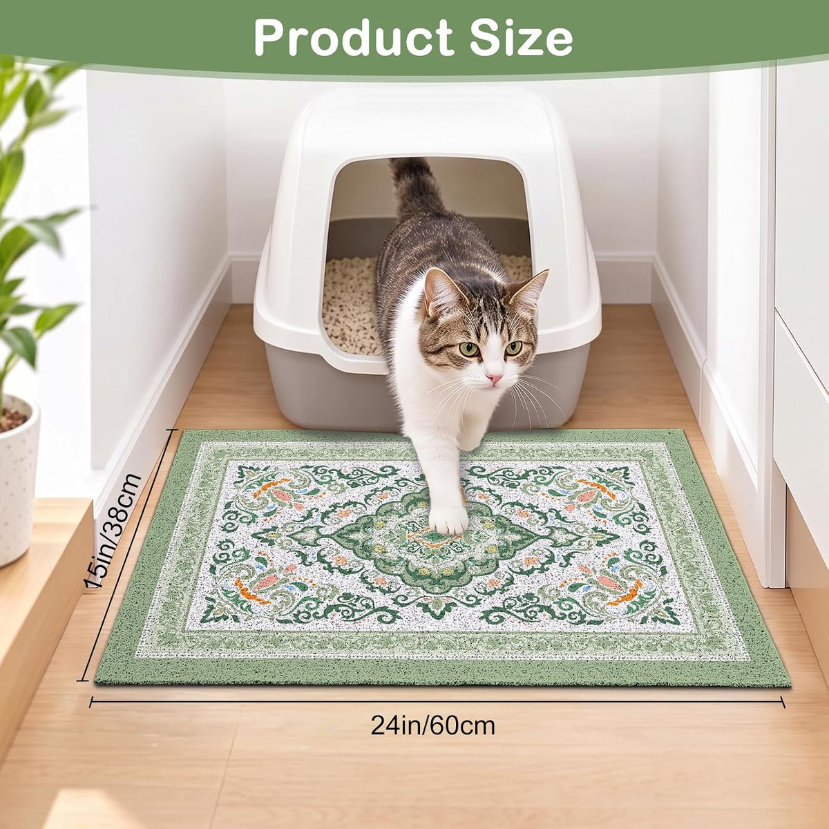 24"x15" Cat Litter Mat Non-Slip Washable Litter Box Mat – Daily Care for Cats - DarkSeaGreen / 24X15in - image 3