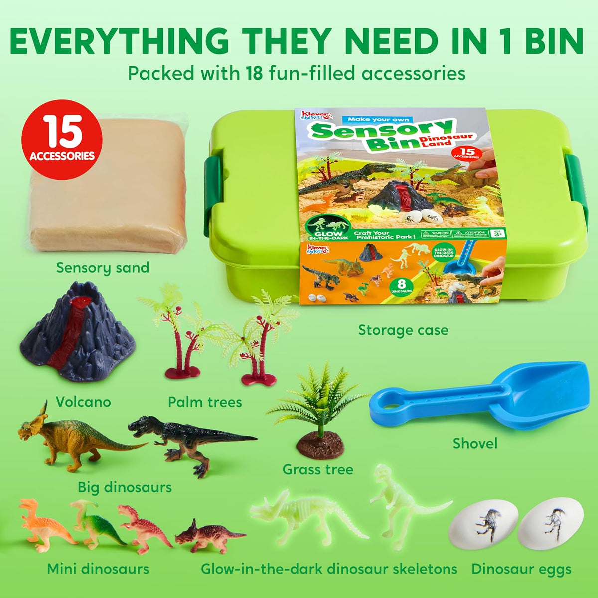 JOVA Klever Kits Construction Sensory Bin for kids Glow - Dinosaur - image 3