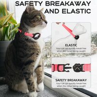 AirTag Cat Collars, Stretchy Collar with Air Tag Holder and Bell – Essentials for Cats - Hot Pink - image 2