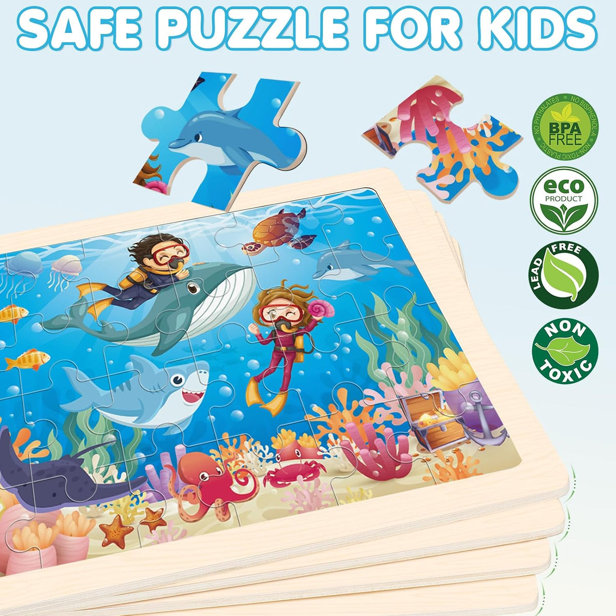LACCHOUFEE 4-pack wooden puzzles for kids ages 3 to 5 - view 7