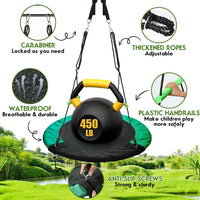 TBMLC 24 Inch Diameter Round Black Saucer Swing/Tree Swing Armrest - 48 inch diameter / Black+dark Green - image 3