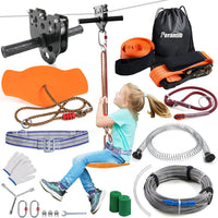 Perantlb backyard zipline kit with stainless steel cable, trolley, seat and spring brake